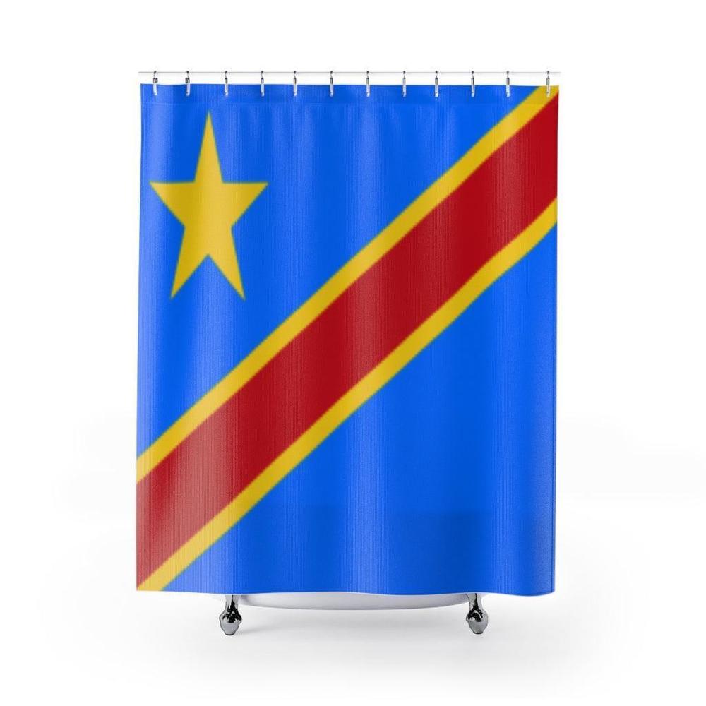 Democratic Republic Flag Stylish Design 71" x 74" Elegant Waterproof Shower Curt